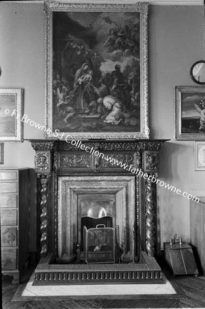 ADARE MANOR  CARVED FIREPLACE WITH PAINTING